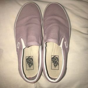 light purple, slip on vans.
